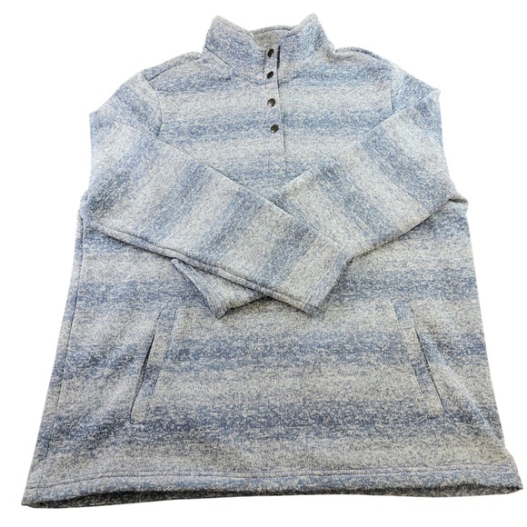 Natural Reflections Sweaters - Natural Reflections Sweater Womens XL Blue Cozy Fleece Oversized 1/4 Snap Button
